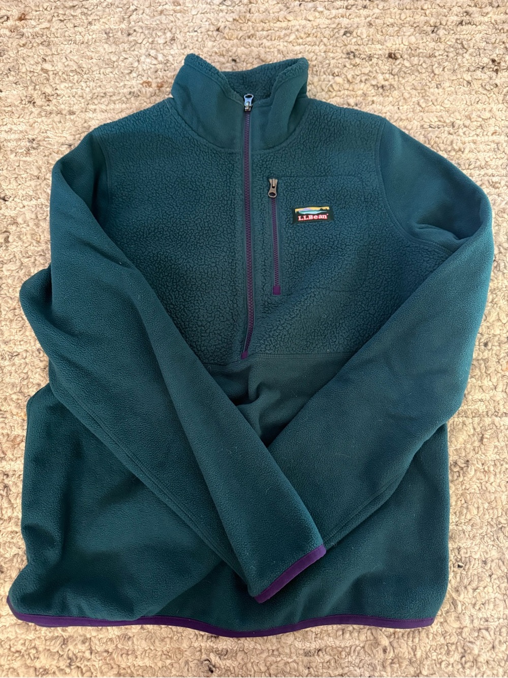 L.L. Bean Women's Forest Green Quarter-Zip Fleece Pullover